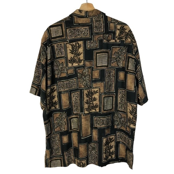 Tori Richard Honolulu Brown & Black Tiki Hawaiian Short Sleeve Button Down XL - Picture 2 of 3
